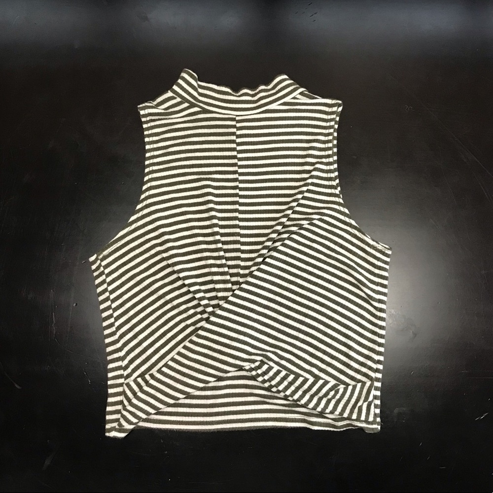 Soprano: Stripped Green Ribbed Crop Top S